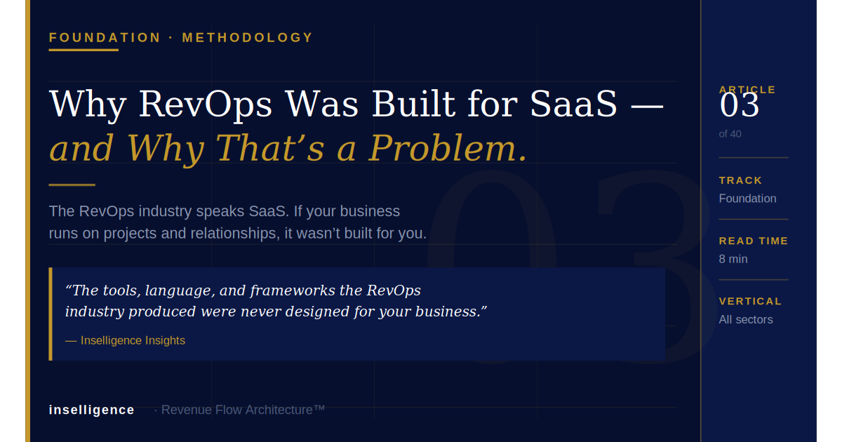 Why RevOps Was Built for SaaS; and Why That’s a Problem for Everyone Else